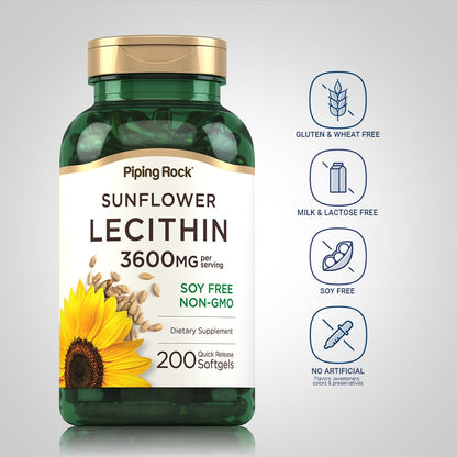 Piping Rock non GMO soy free sunflower lecithin softgel capsules for brain health