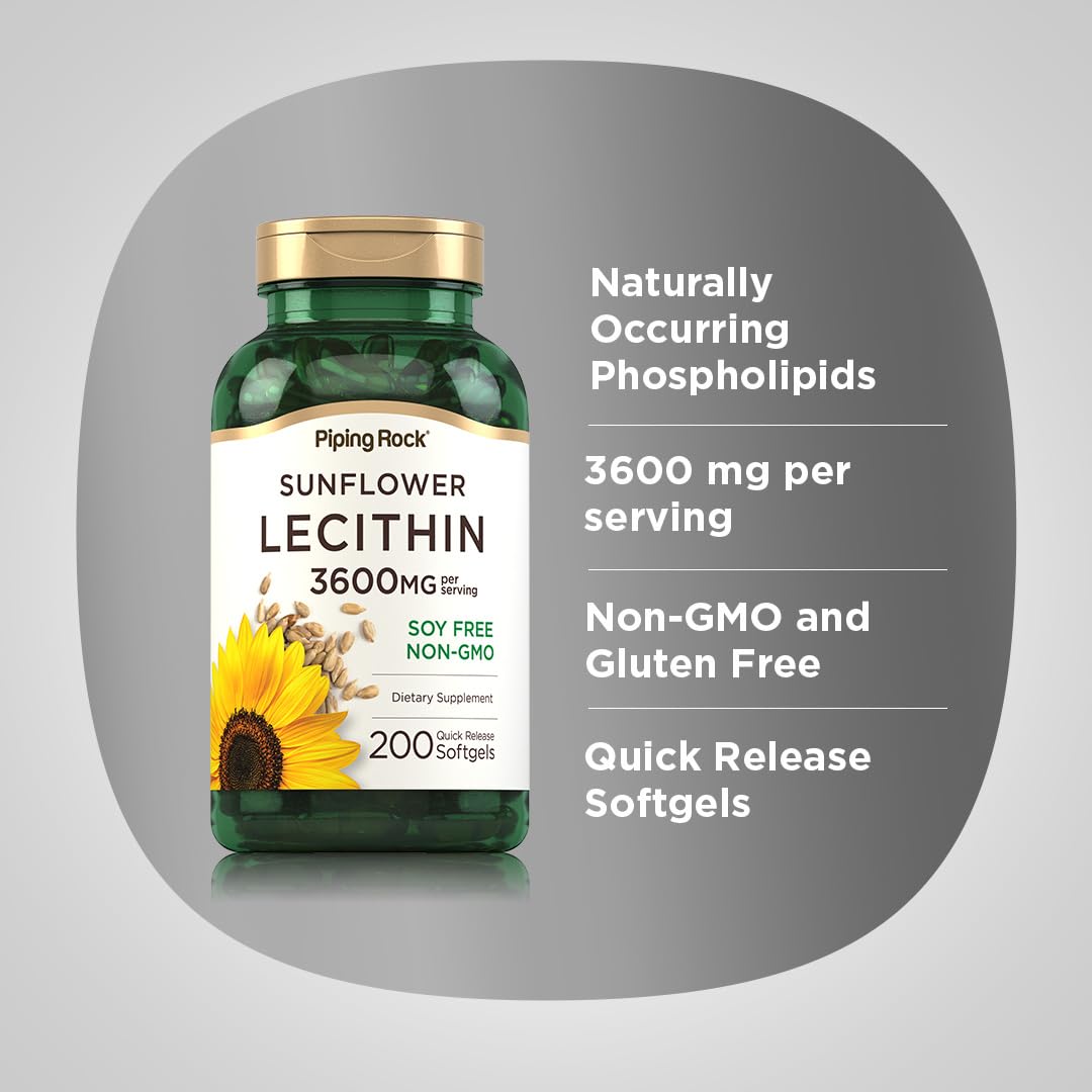 Piping Rock 200 quick release sunflower lecithin softgels for liver support