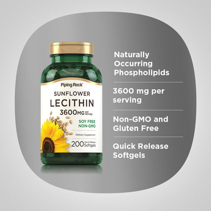 Piping Rock 200 quick release sunflower lecithin softgels for liver support