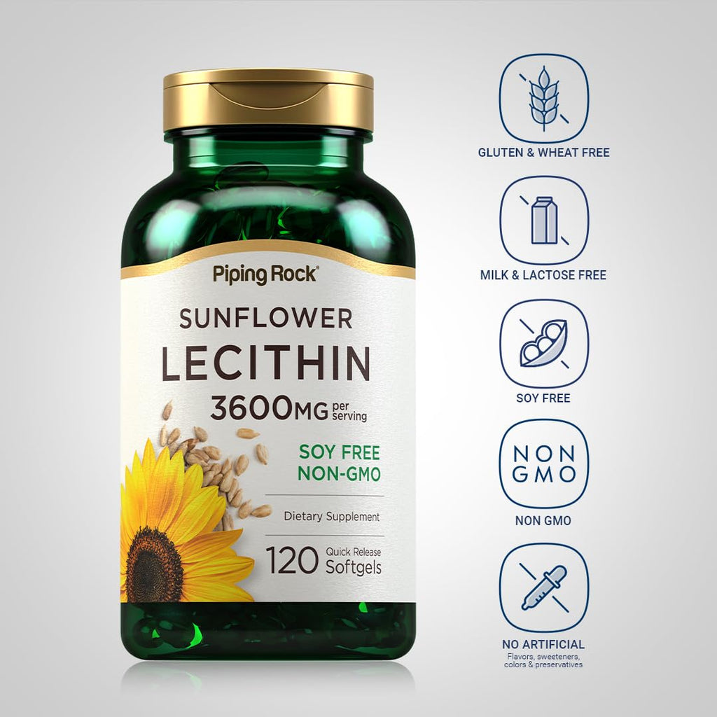Piping Rock Sunflower Lecithin dietary supplement supplement facts and nutritional ingredient label