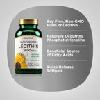 Piping Rock Sunflower Lecithin 120 softgels showing soy-free and non-gmo product seals