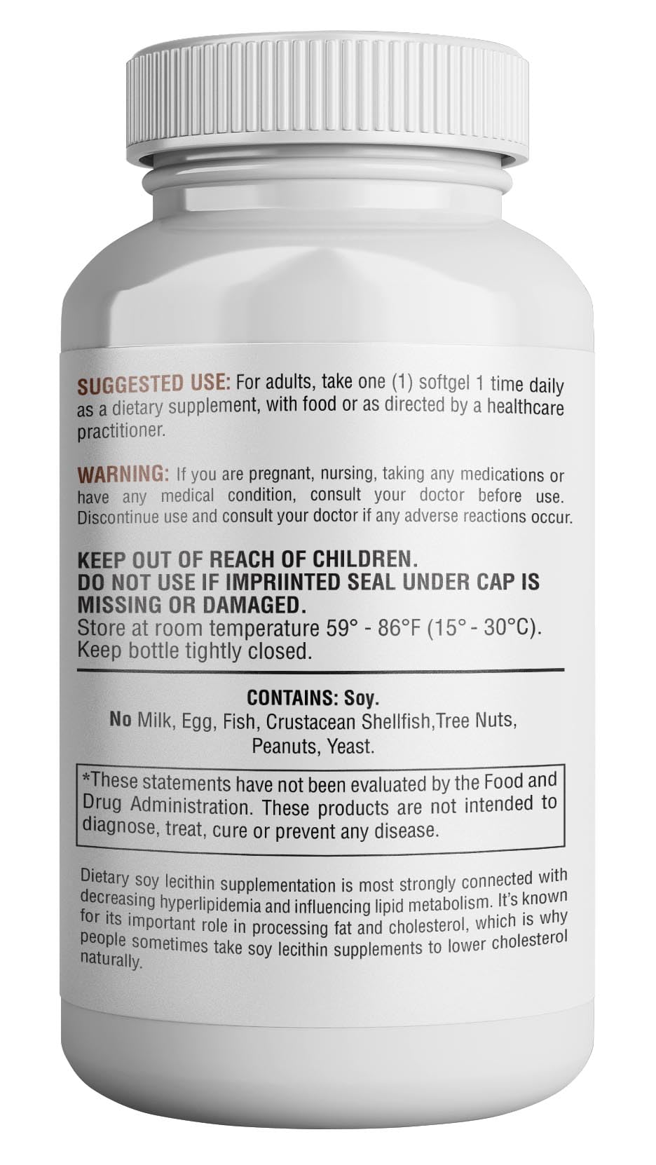 HEALTH LFE 365 Soy Lecithin 120 softgels supplement facts and ingredients panel