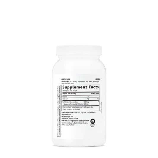 GNC Triple Lecithin 90 softgel capsules nutritional information label