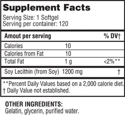 HEALTH LFE imported soy lecithin 1200mg bottle showing directions for daily usage