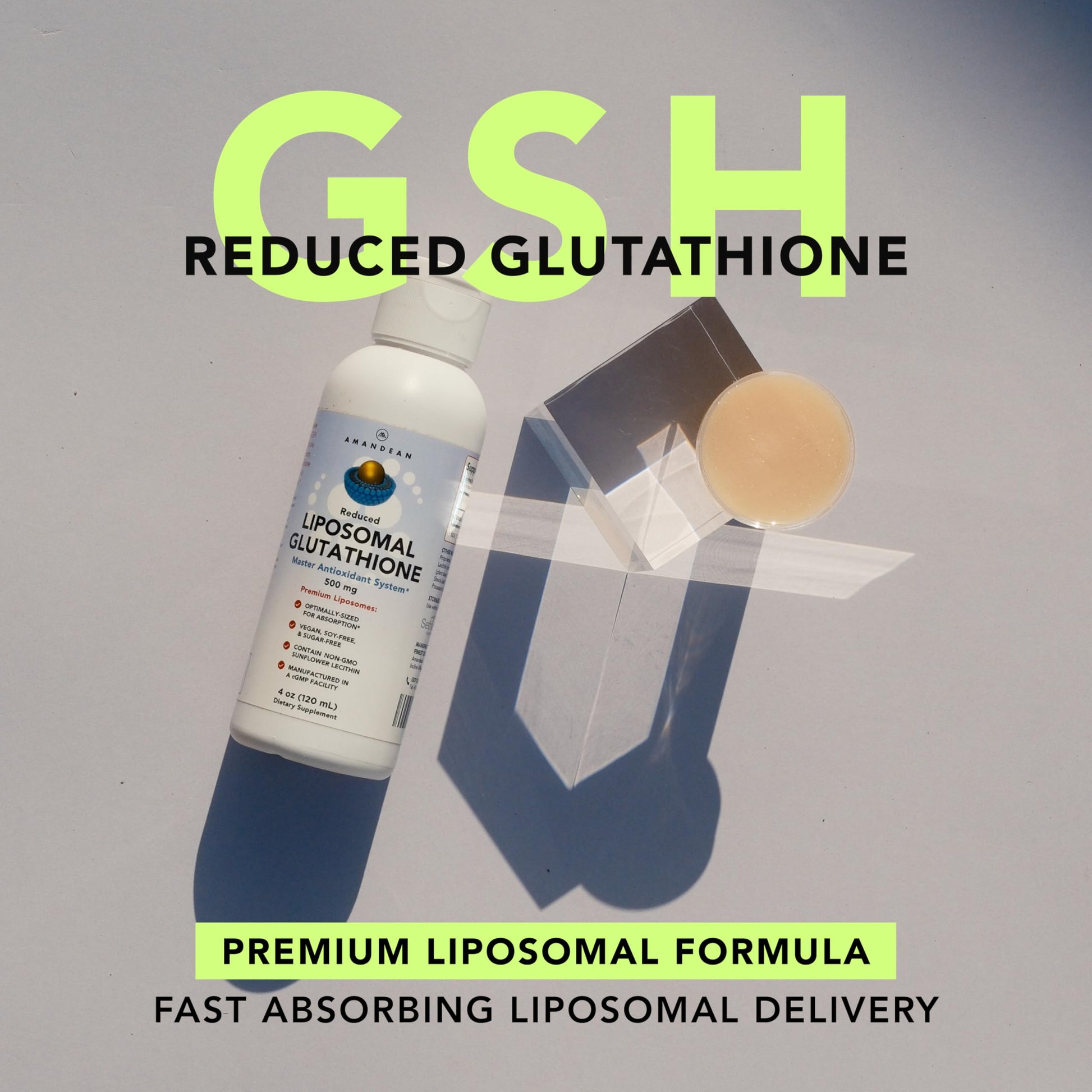 USA imported Amandean liquid glutathione liposomal blend formula with sunflower lecithin