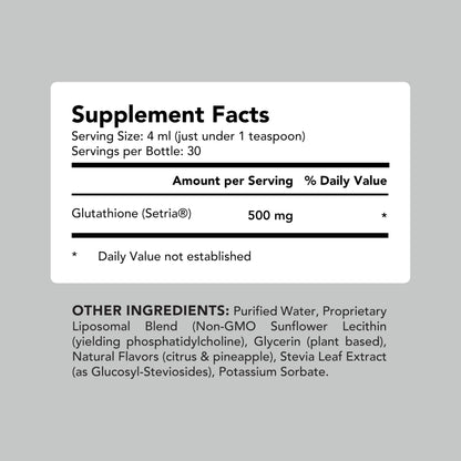 Amandean cellular health and skin brightening liposomal glutathione dietary supplement bottle