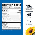 Nutricost Sunflower Lecithin unflavored supplement powder nutritional facts and ingredient panel