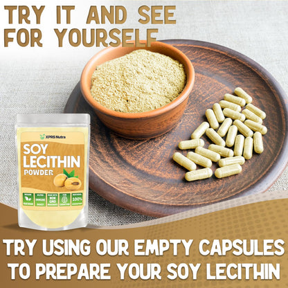 Vegan friendly soy lecithin powder packaged cleanly for quality texturizing results.