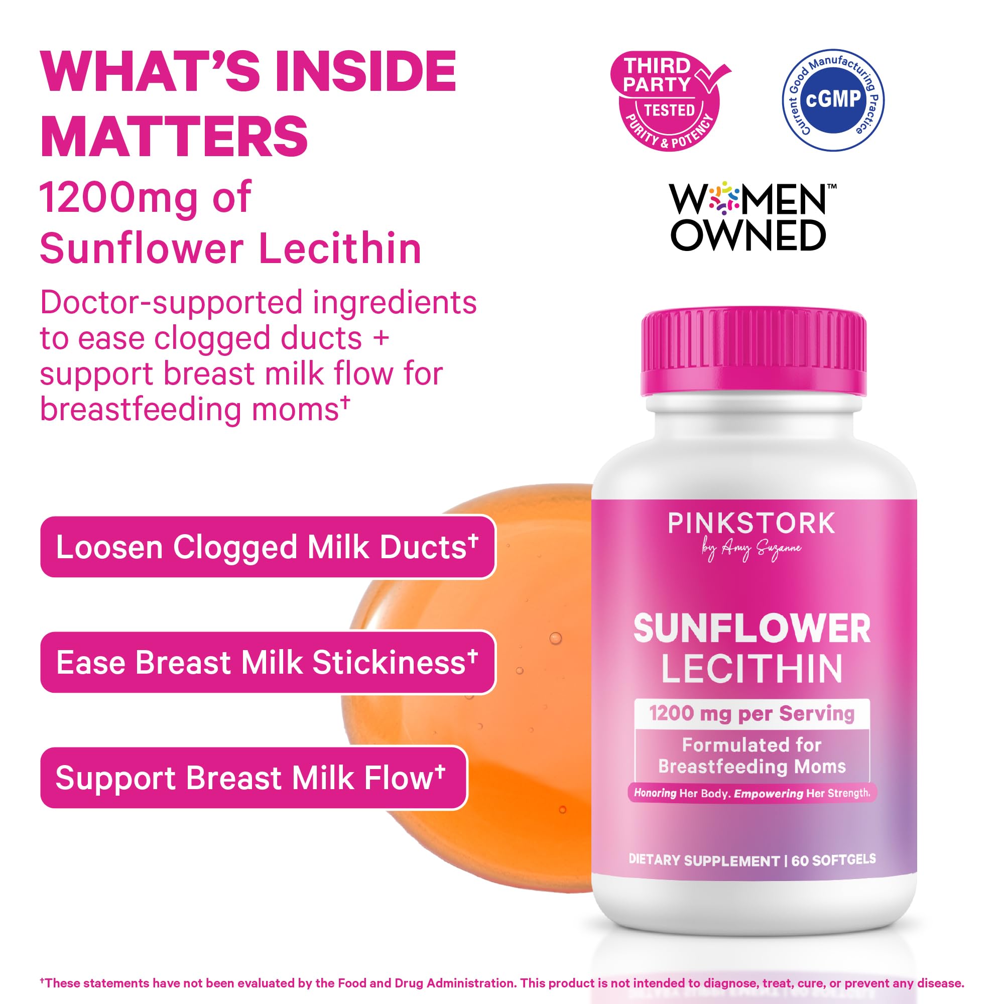 Pink Stork Sunflower Lecithin supplement facts and clean ingredient list