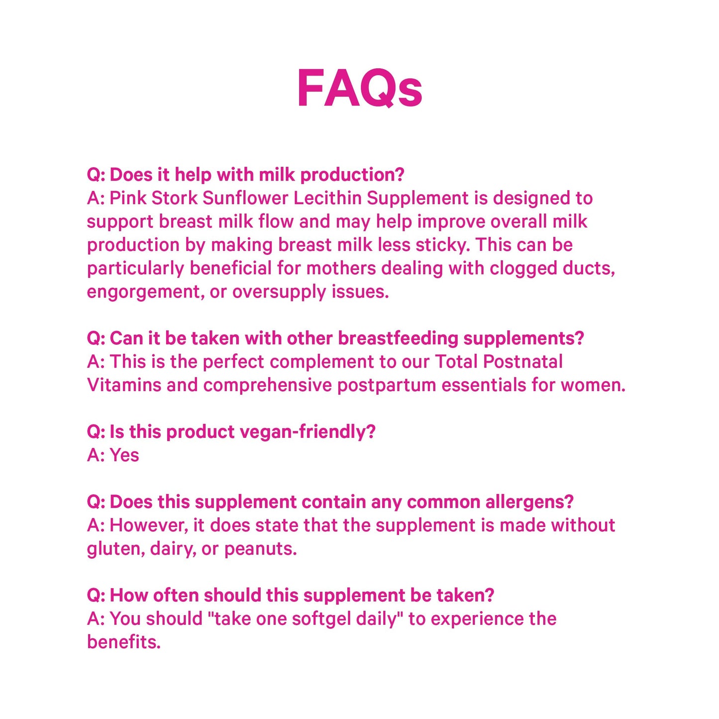 Pink Stork daily maintenance dosage instructions for nursing mothers