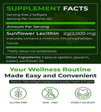 Natural Nutra Sunflower Lecithin supplement bottle back label nutritional information