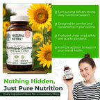 Natural Nutra Sunflower Lecithin packaging details and amber glass bottle