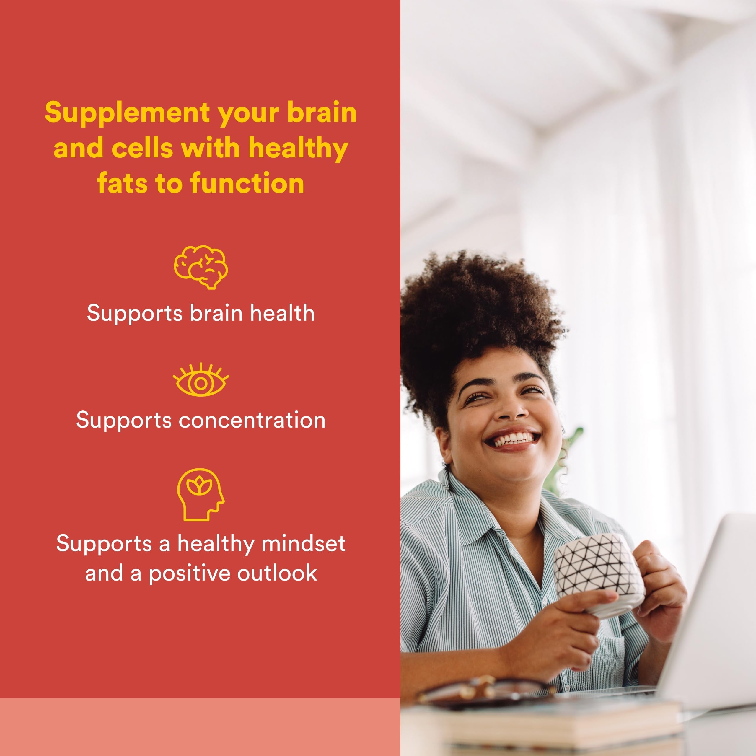 Natural Factors PS 100mg brain health supplement showing soy-free sunflower lecithin features.