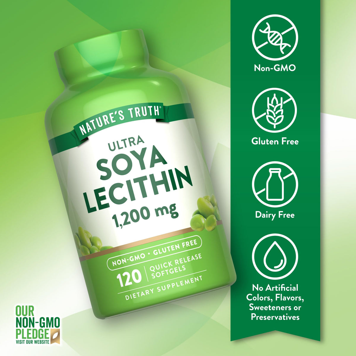Nature's Truth soy lecithin supplement bottle side profile