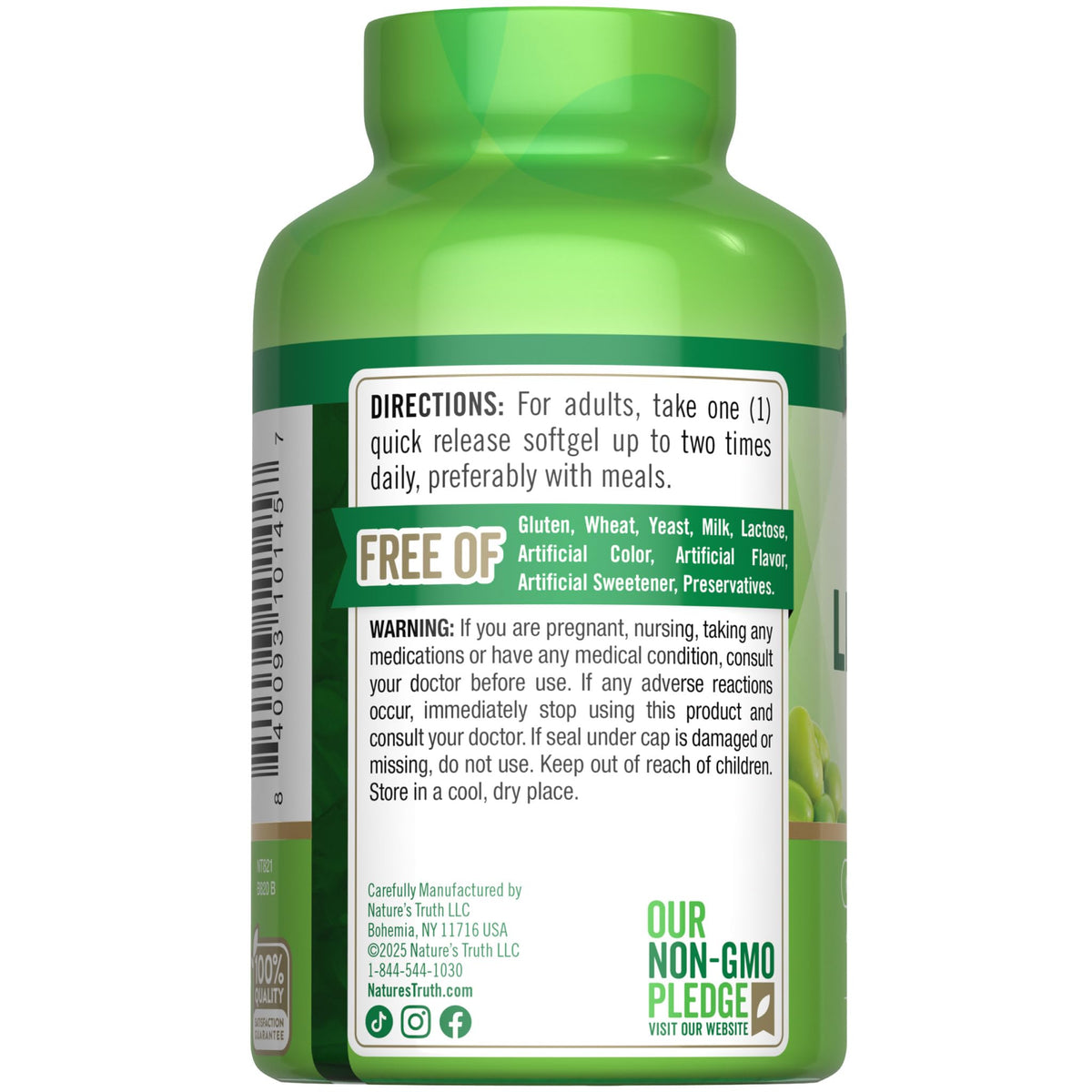 Nature's Truth 1200 mg soy lecithin bottle lifestyle arrangement
