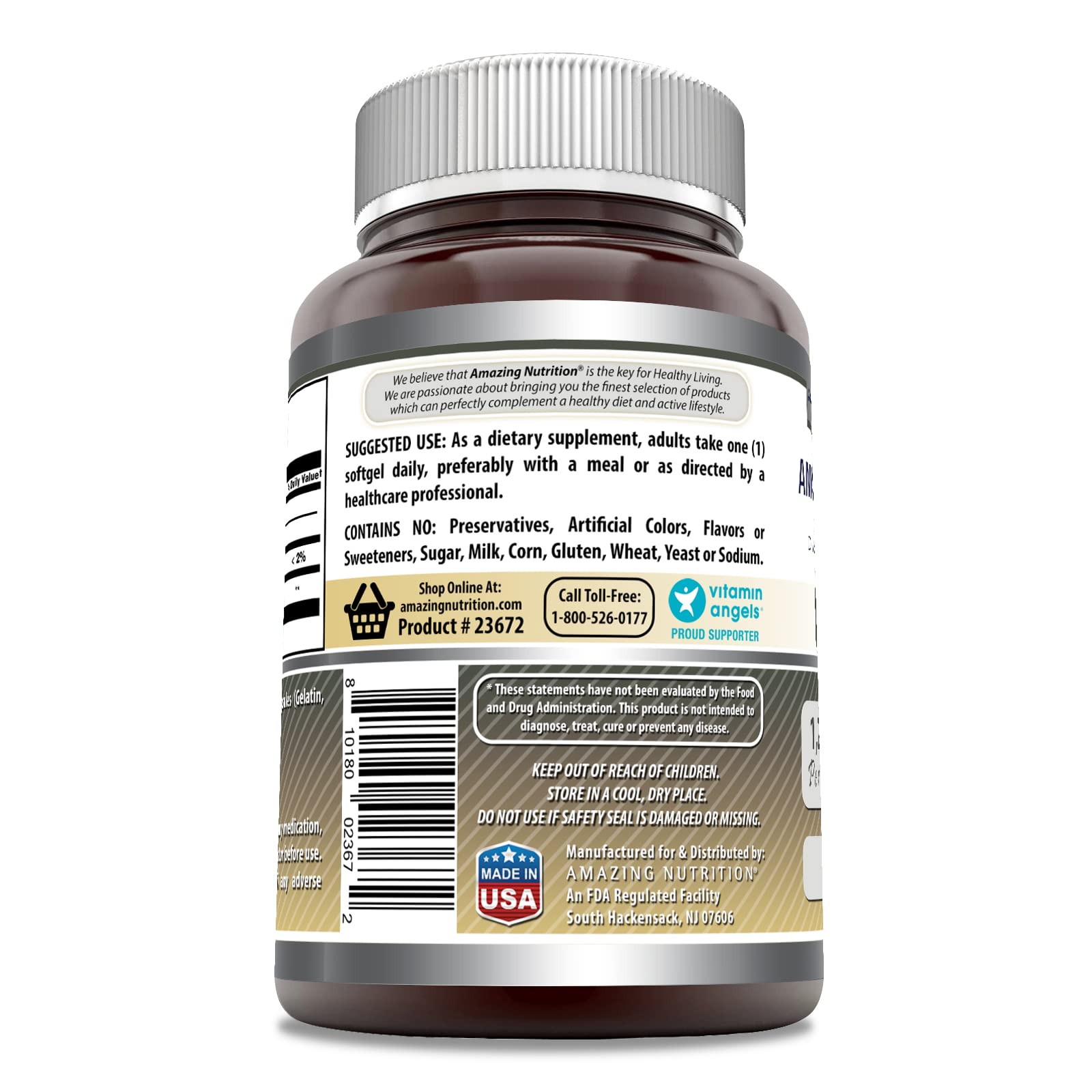 Amazing Nutrition Lecithin 240 softgels packaging showing supplement facts label