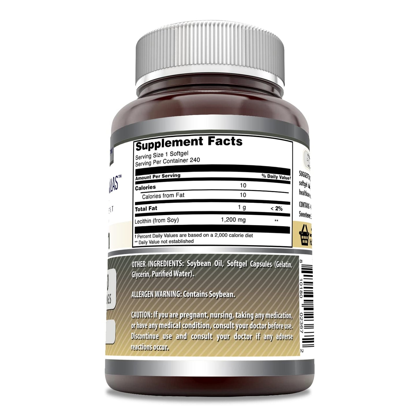 Premium USA imported soy lecithin 1200 mg dietary supplement bottle