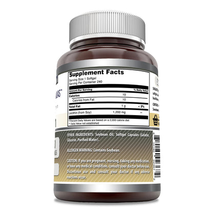 Premium USA imported soy lecithin 1200 mg dietary supplement bottle