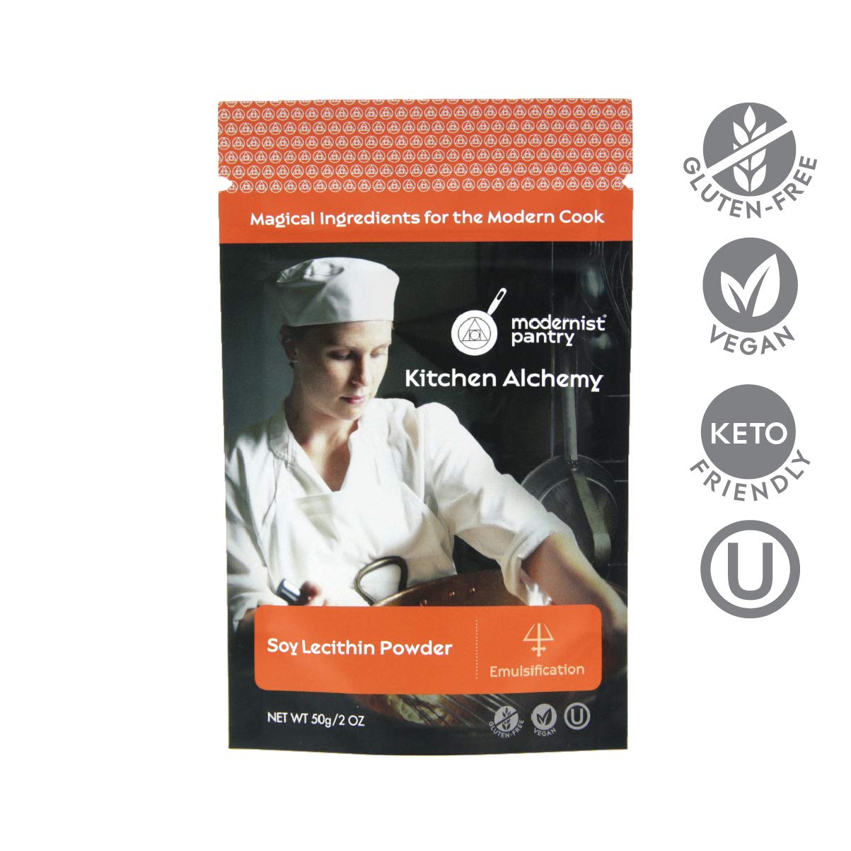 Modernist Pantry culinary emulsifier fine texturizing powder nutritional facts and ingredient label.