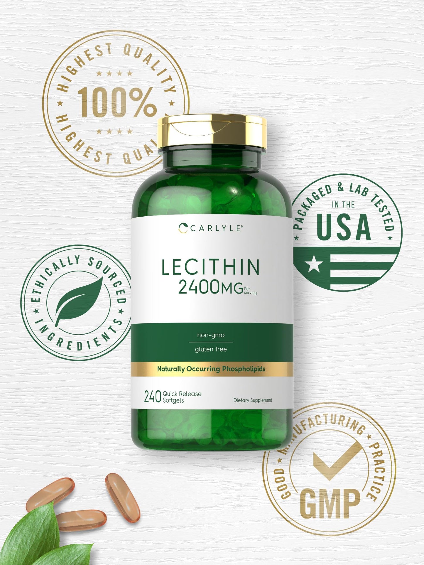 Premium USA imported Carlyle lecithin capsules for liver fat metabolism