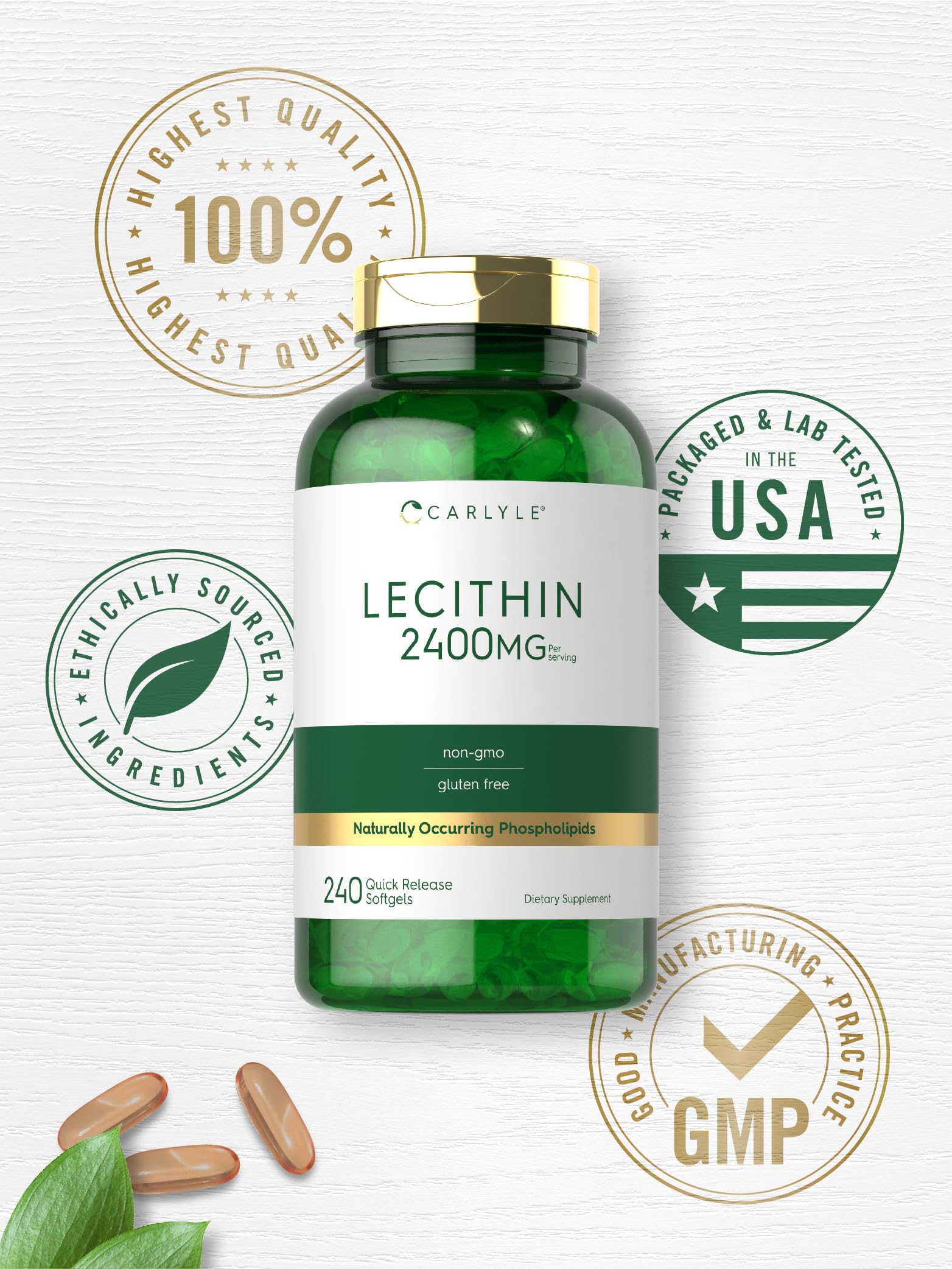 Premium USA imported Carlyle lecithin capsules for liver fat metabolism