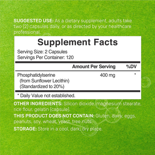 Deal Supplement Sunflower Lecithin Phosphatidylserine soy free supplement label details
