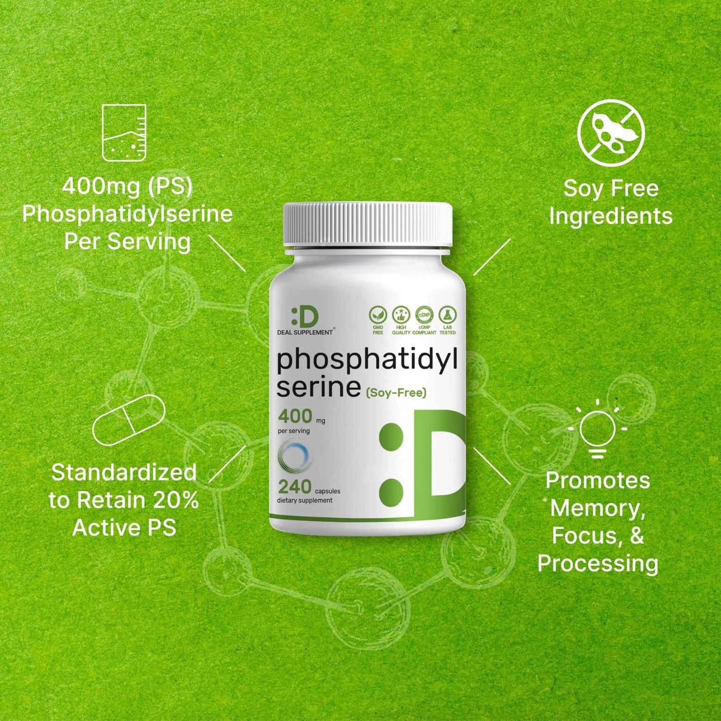 Deal Supplement advanced brain health nootropic supplement bottle side view