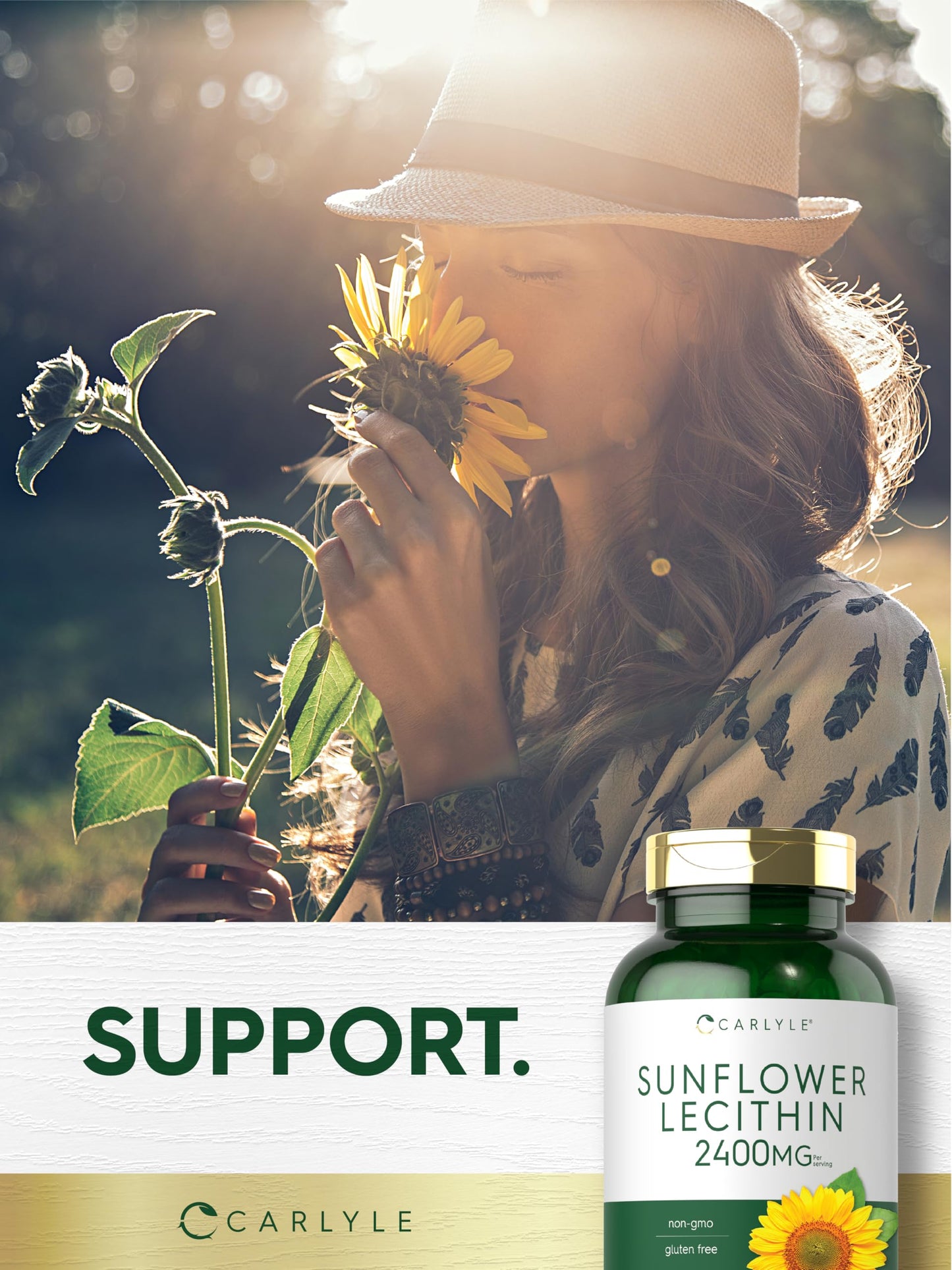 Carlyle brand phosphatidyl choline rich sunflower lecithin product back label