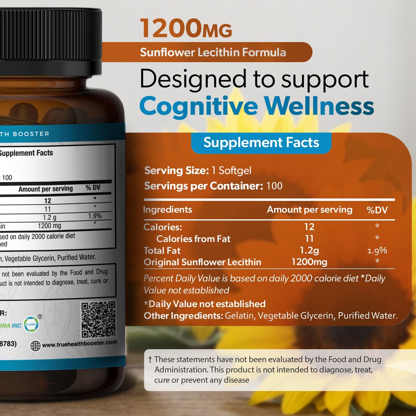 TRUEMED USA imported sunflower lecithin 1200mg for breastfeeding mothers and milk flow