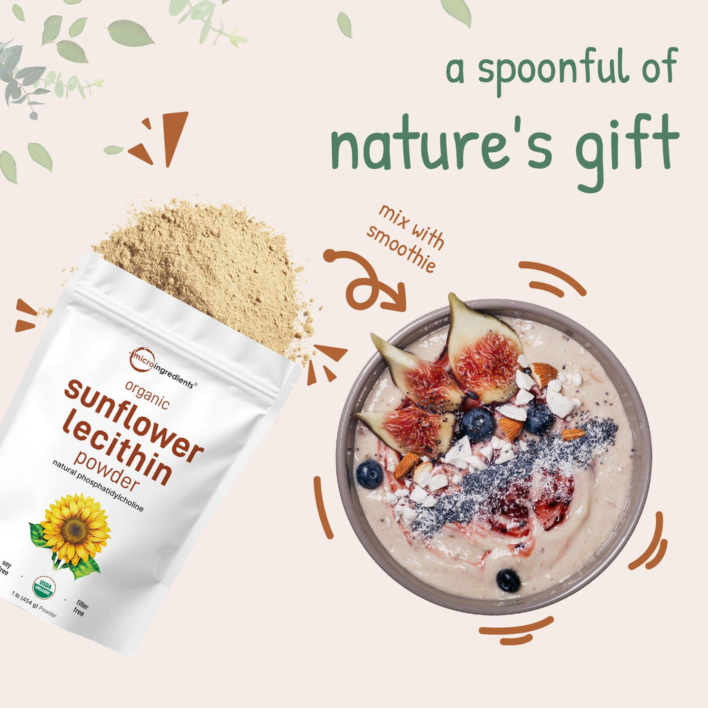 Micro Ingredients sunflower lecithin powder open container with powder texture