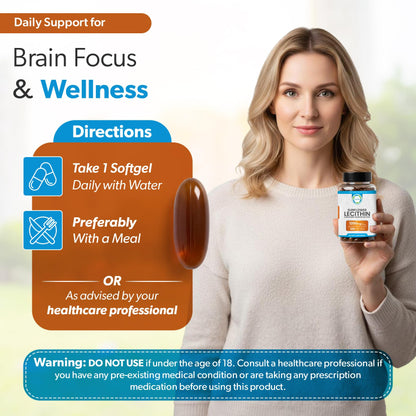 Non GMO organic sunflower lecithin softgels by TRUEMED for brain and cognitive health