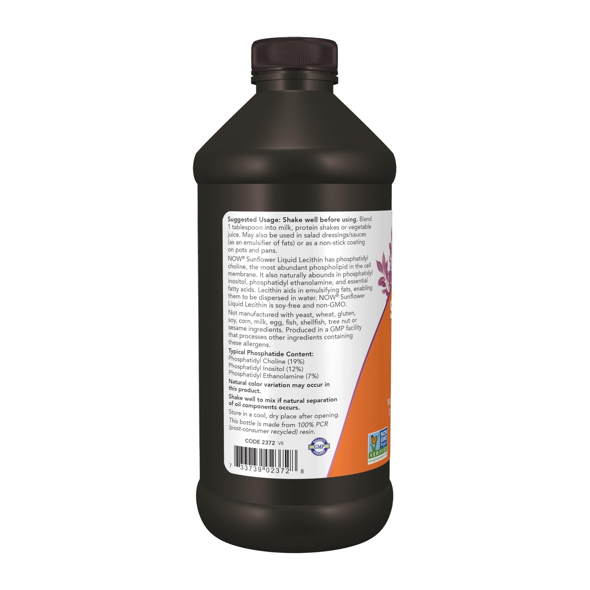 Soy free plant based sunflower lecithin liquid poured into a measuring tablespoon