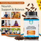 Side view of TRUEMED organic sunflower lecithin bottle showing dosage instructions