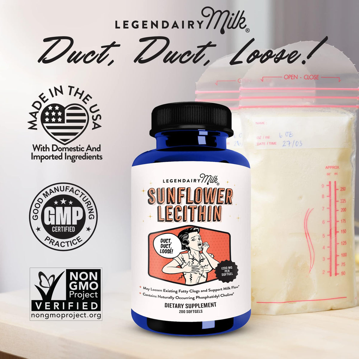 Legendairy Milk lactation supplement bottle side profile