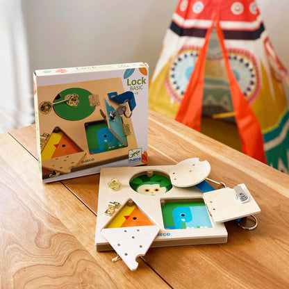 The three hidden animal illustrations revealed on the Djeco LockBasic.