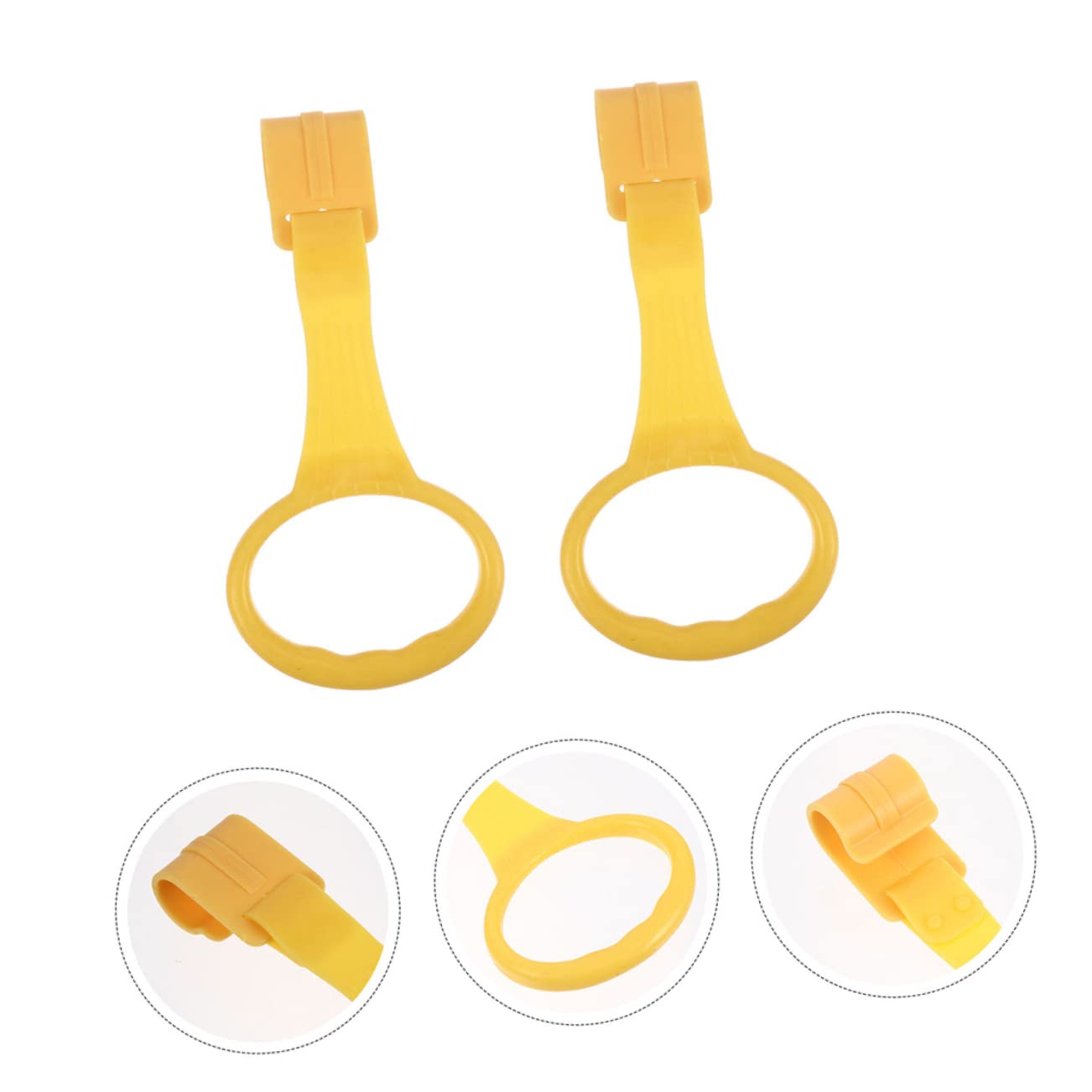Baby using pull up rings in playpen