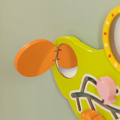 Full Shpilmaster wooden alligator activity board mounted on wall