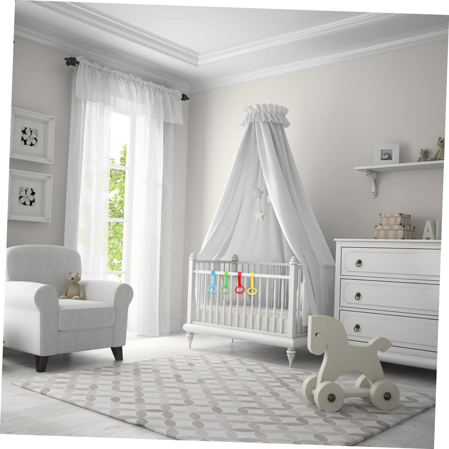 Colorful plastic walking assistant rings for crib