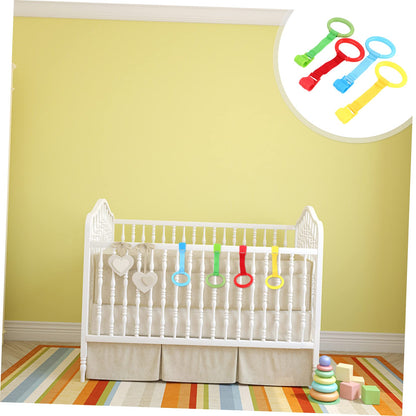 Infant activity center support rings in use