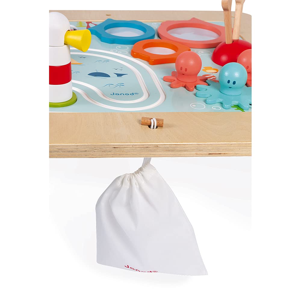 Janod wooden table reversible magnetic drawing board side