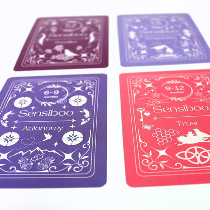 Close up of Sensiboo Attachies cards for sensory stimulation