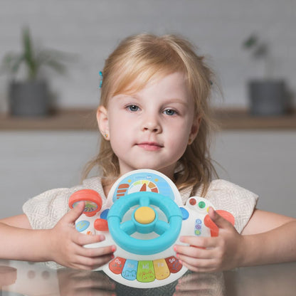 Caterbee driving toy features including rearview mirror and turn signal
