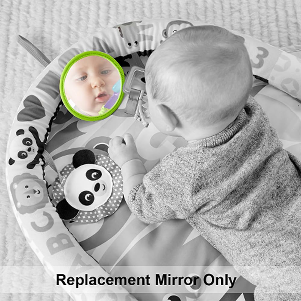 Close up of neon green border on Fisher-Price activity gym mirror