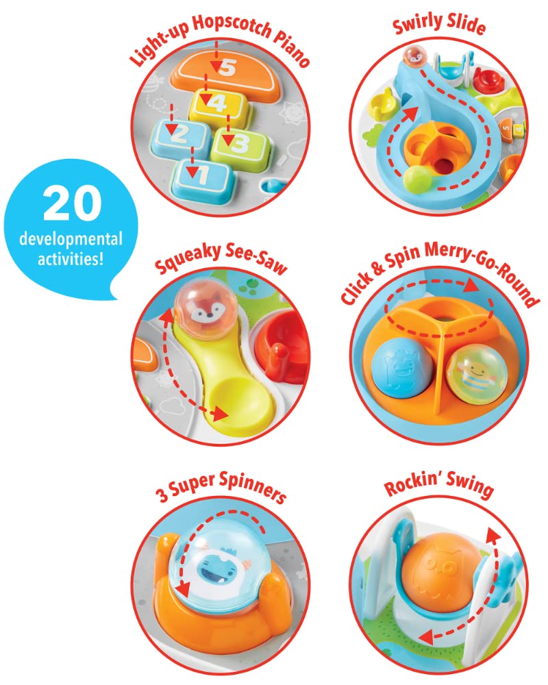 Close up of Skip Hop developmental activities and spinners