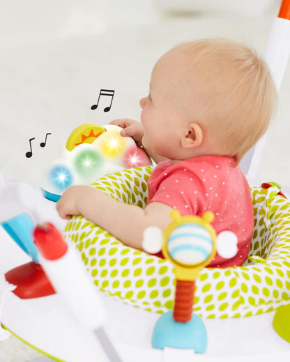 Close up of movable developmental toys on jumper