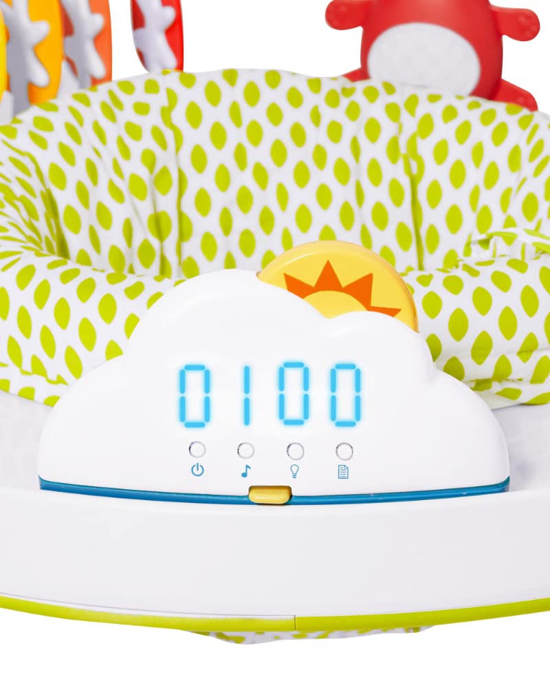 Side view of adjustable height Skip Hop baby jumper