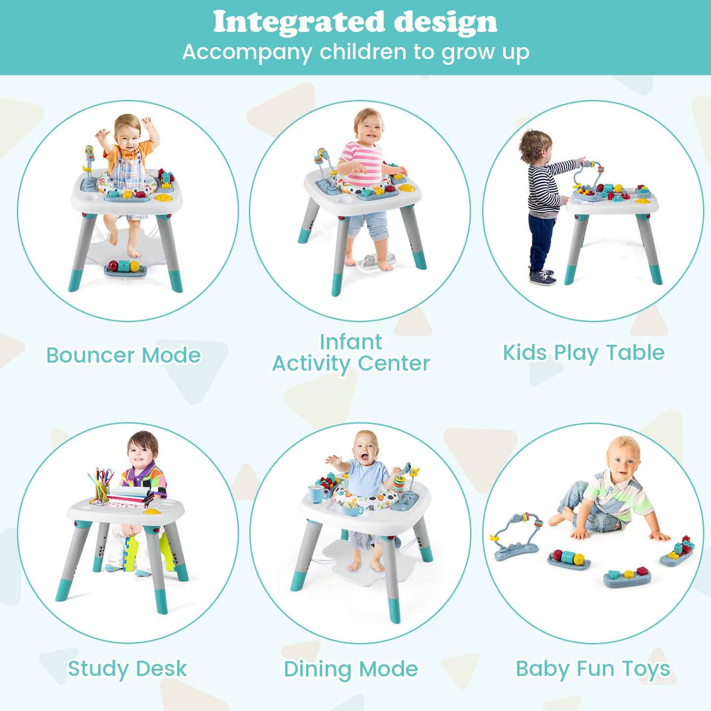 Detachable educational toys on Honey Joy baby jumper