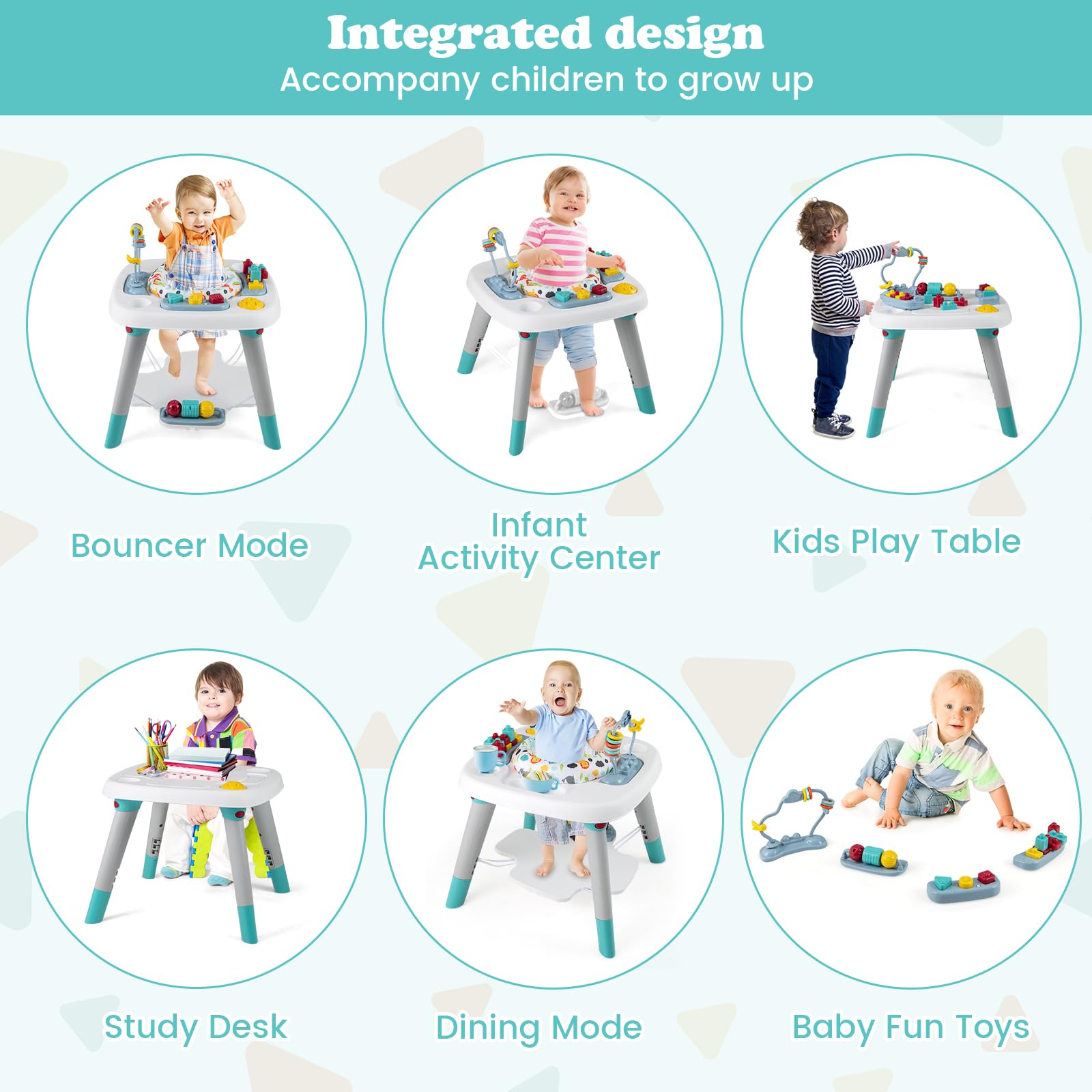 Detachable educational toys on Honey Joy baby jumper