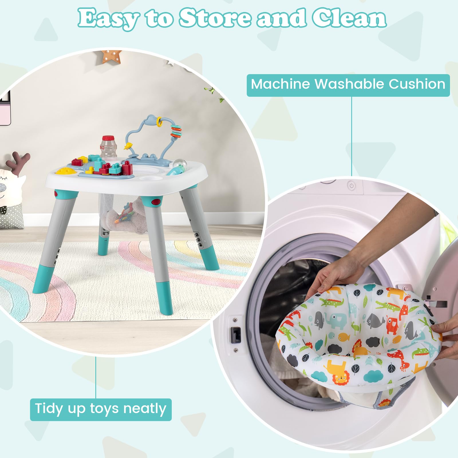 Close up of musical toy console on Honey Joy activity center