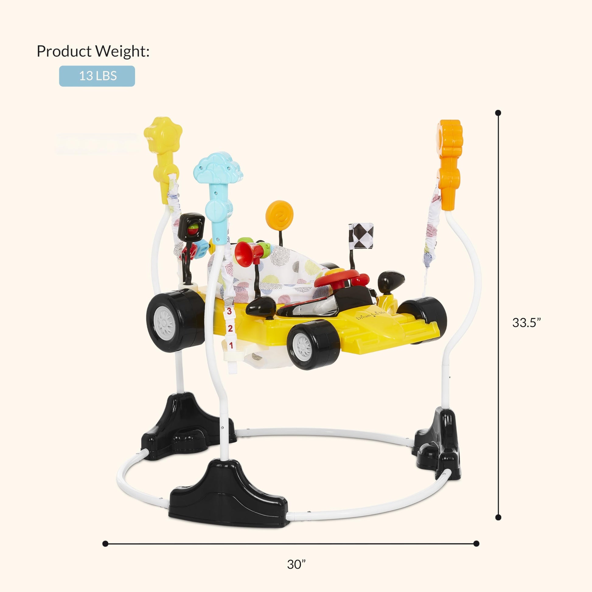 Side view of Dream On Me Champ yellow car themed jumper